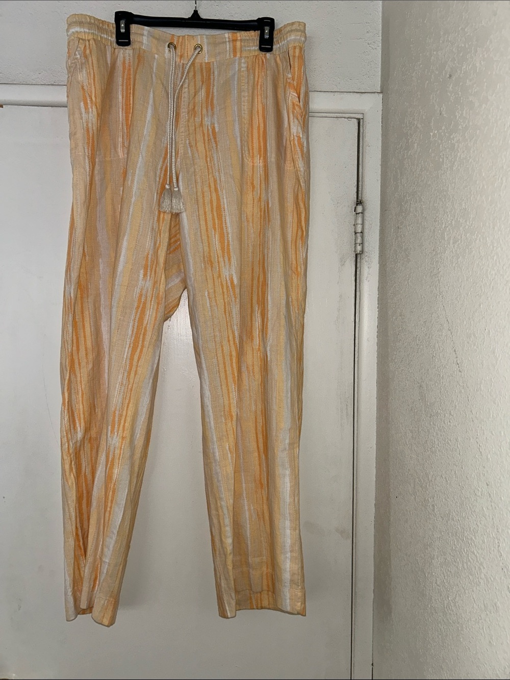 Women’s Lightweight Drawstring Pants - Orange Stripe